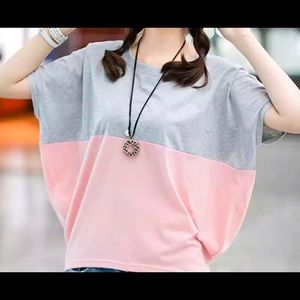 Color block cotton t-shirt